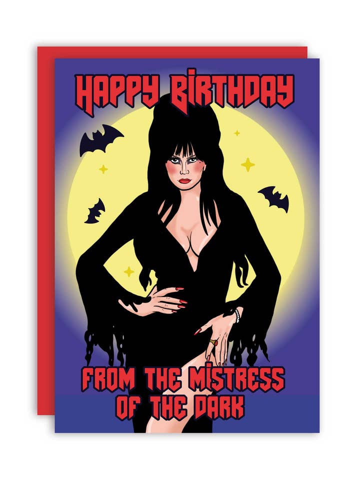 Happy Birthday Mistress of the Dark Elvira Greeting Card for wholesale by Studio Soph (We Pay Your Import Fees - We Ship DDP)