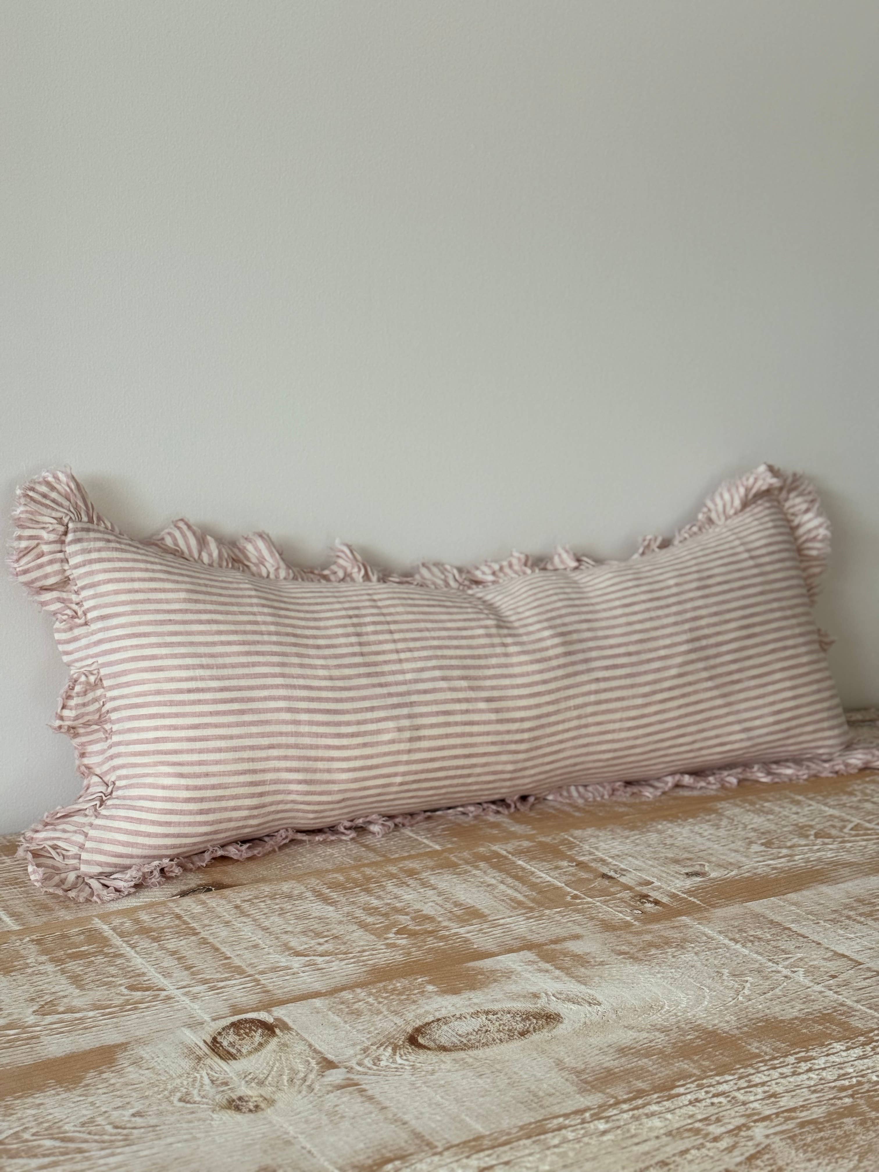 Ellenvale Trade – wholesale Throw pillow cover – Hallie Bolster Linen Cushion Cover – Pink Stripe 80x302