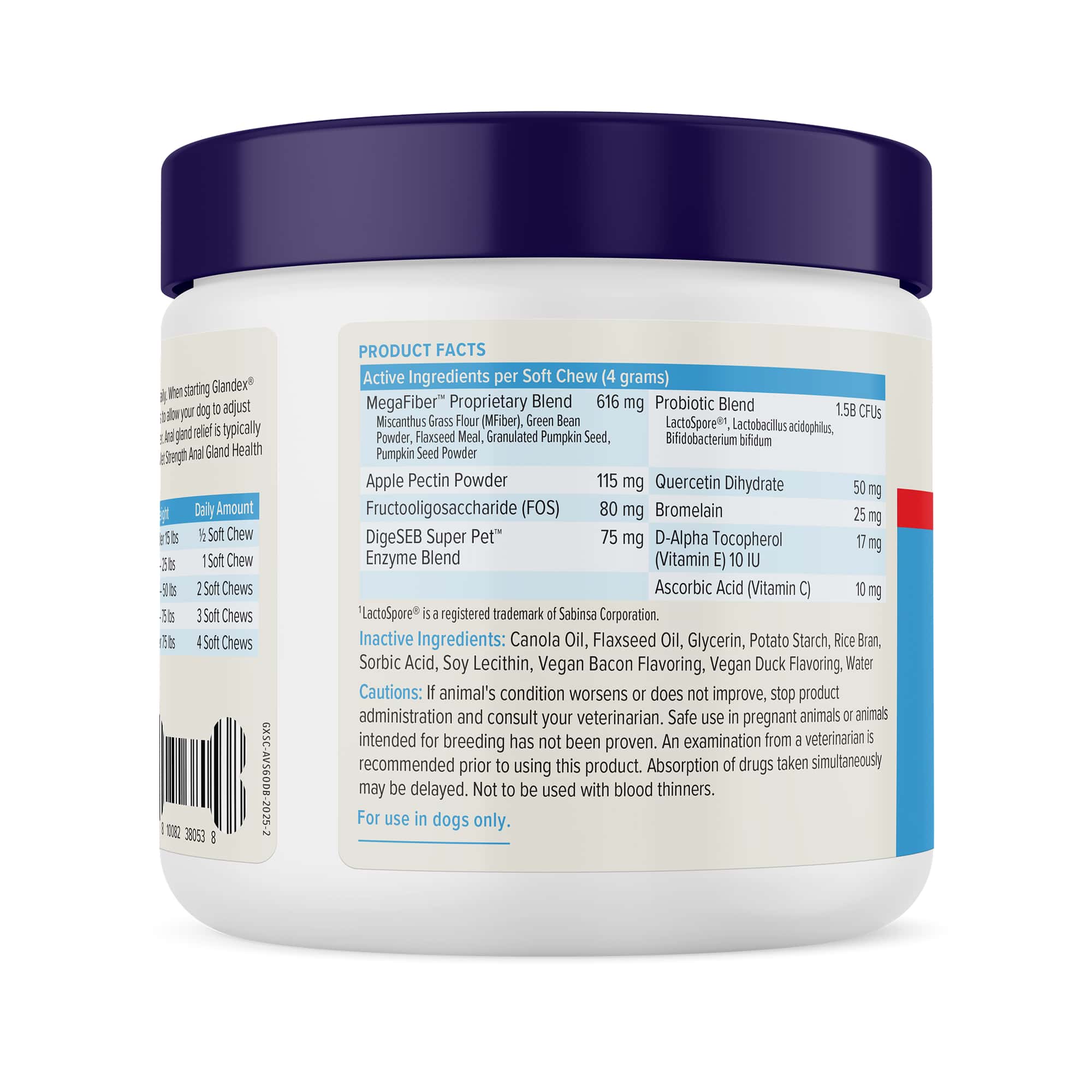 Pet Palette Distribution - Wholesale Pet Supplement - Dog - Glandex Anal Gland Support Soft Chews Duck & Bacon 60ct.2