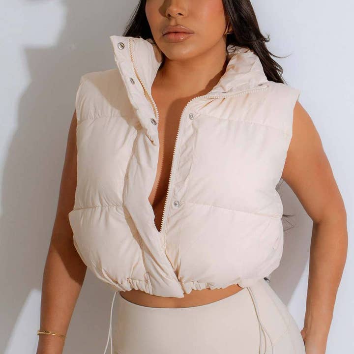 Beauty Solid Color Stand-Up Collar Zipper Vest_Cwov0557 for wholesale by Lovenne