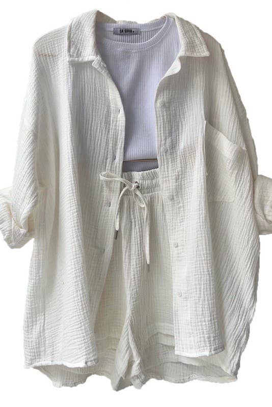 Miss Sparkling - Wholesale Top & Short Set (NOT Loungewear) - Women's -  Two-Piece Shorts Set - Button Down Top13