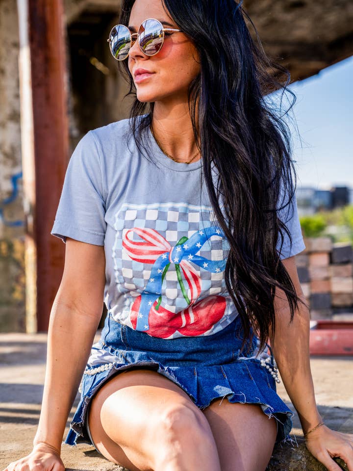 Small Town Society Apparel Co. - Wholesale Screen Printed T-Shirt - Women's - Cherry America Short Sleeve Graphic Tee