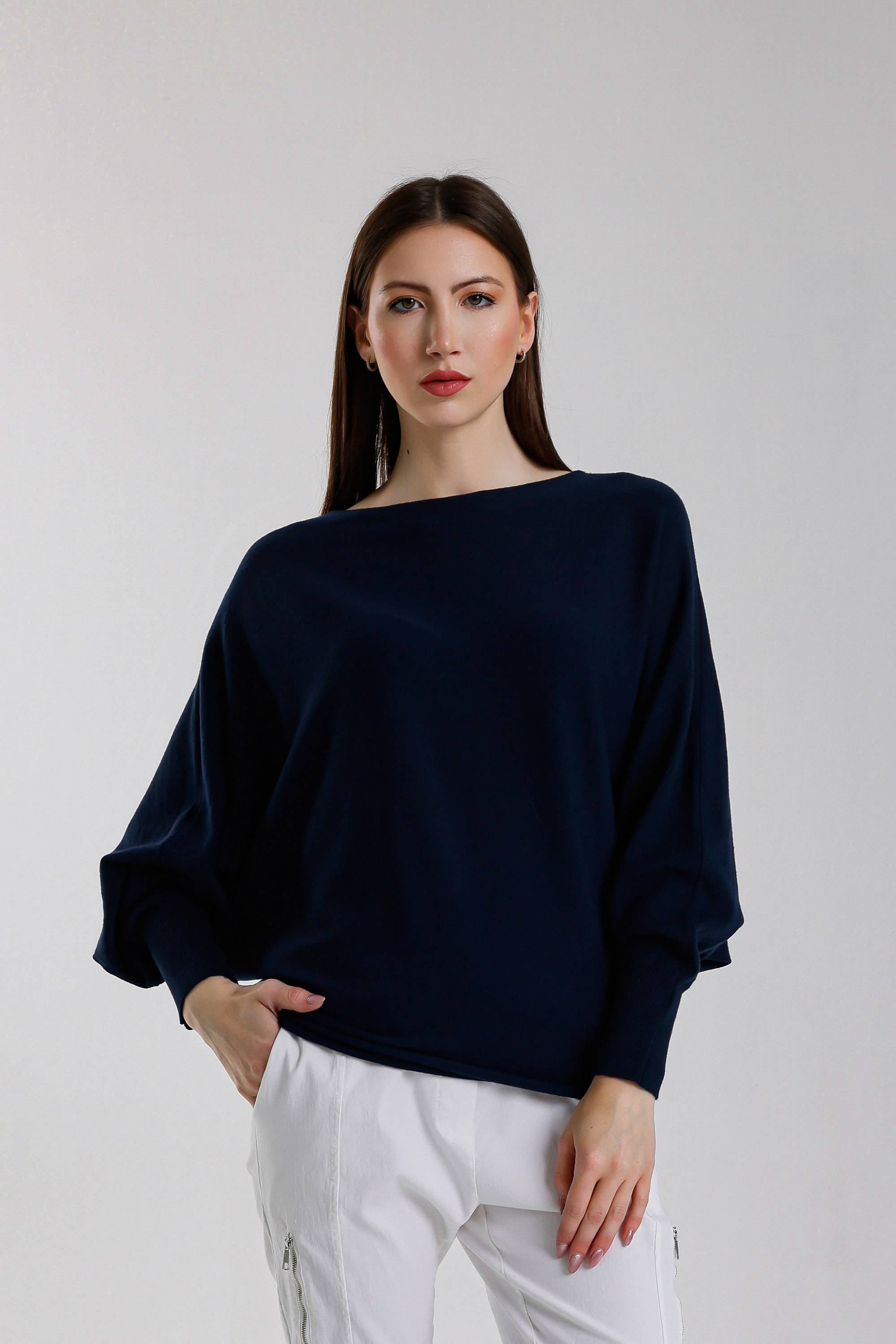 TINA Stephens Italy/Tees By Tina – Engroshandel Pullover - Dame – Mylah seriøst blød batwing sweater (BLS413)12