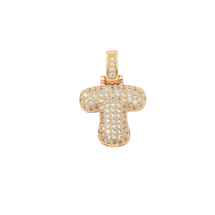 The Charm Bar Company - Wholesale Individual Charm/Pendant - Light Gold Rhinestone Bubble Initial Letter | Alphabet Charm19