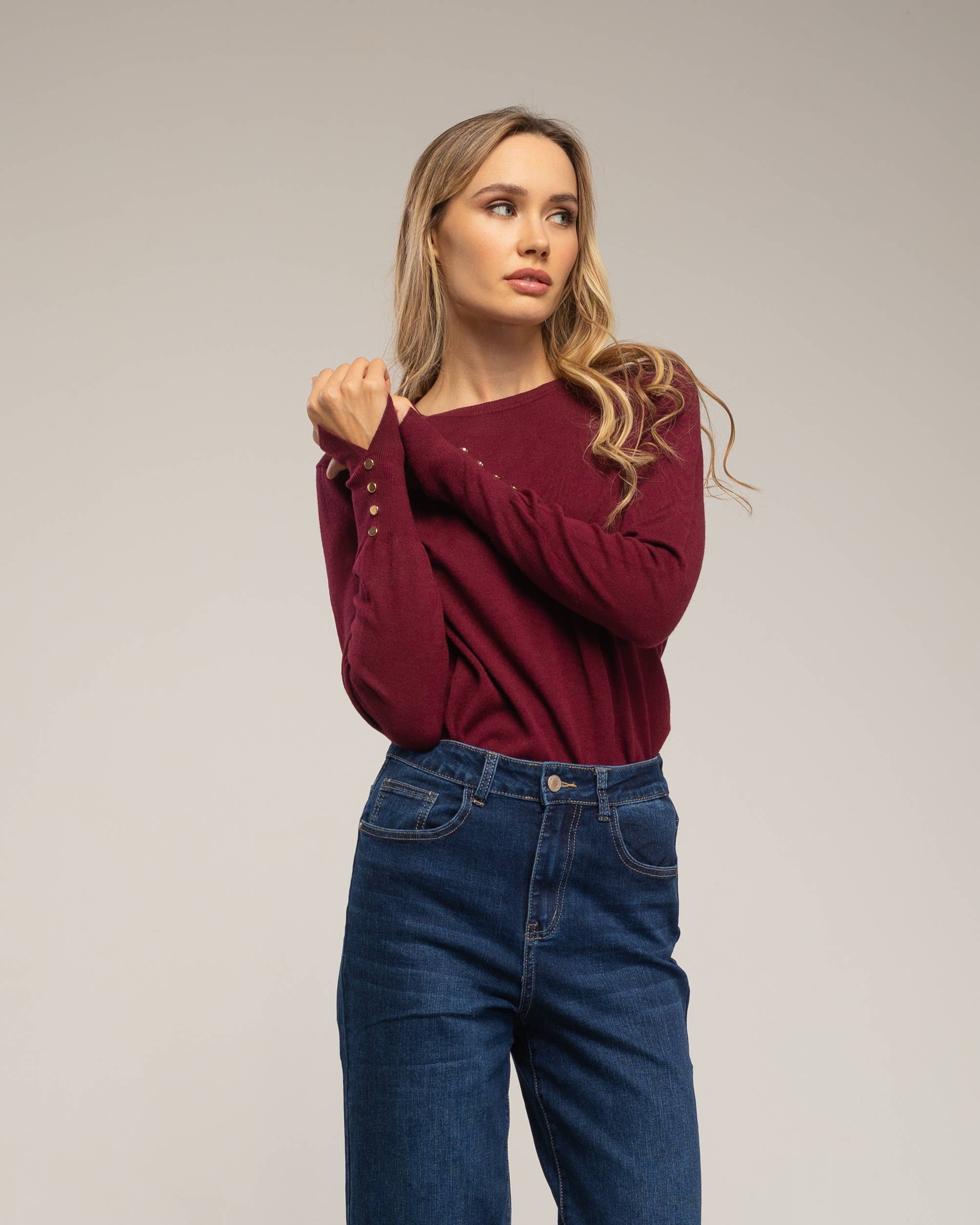 Tantra - Wholesale Knit Sweater - Women's - Fine knit sweater with wool, round neck0