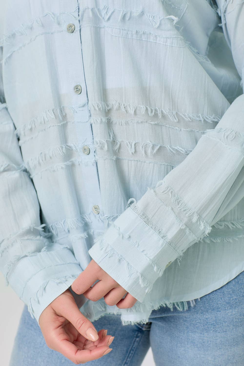 Mystree - Vendita all'ingrosso Camicia button down - Donna - Camicia in Garza Testurizzata con Bottoni 6000013