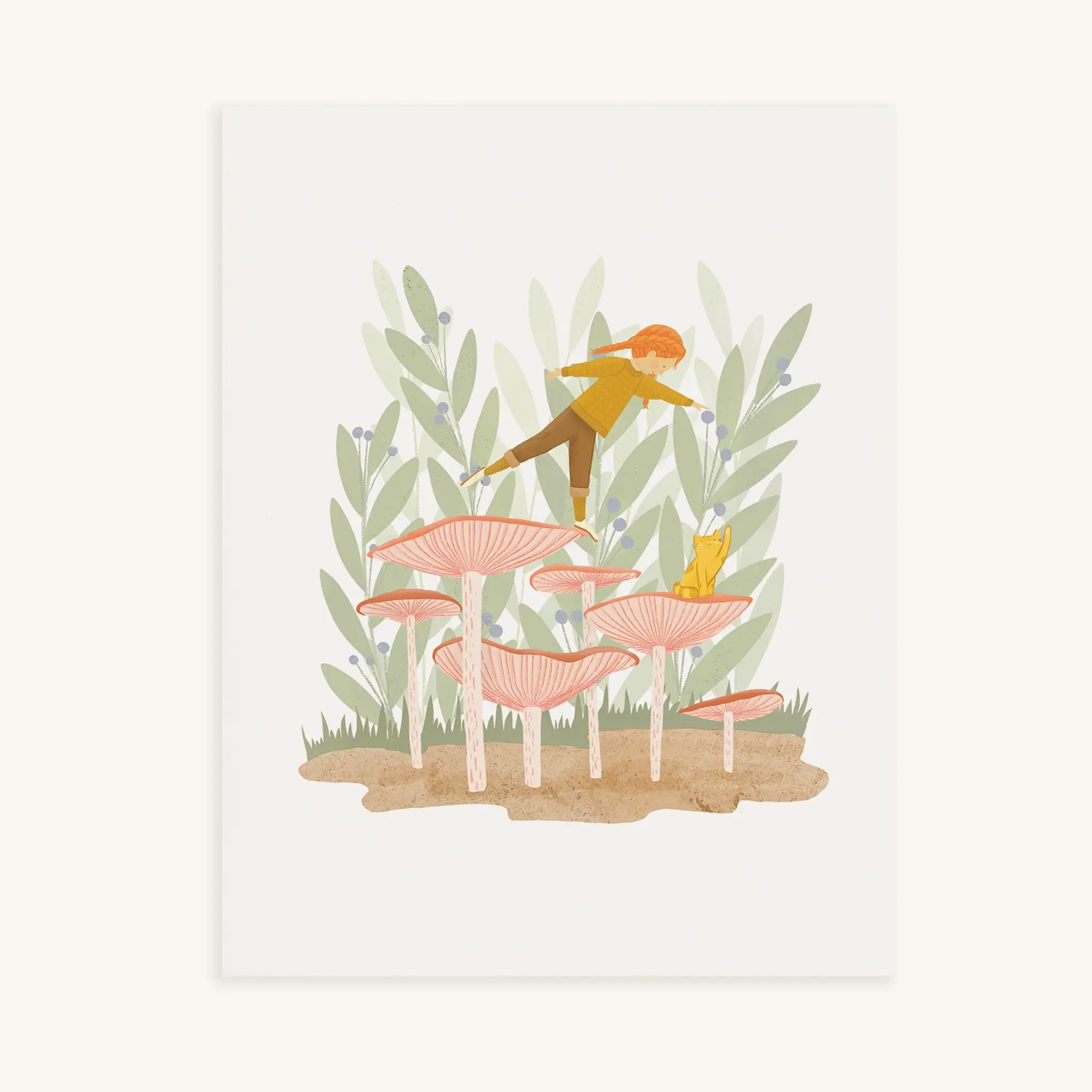 oh, little wren - Wholesale Art Print - Art Print 8x10 | Leaning In | Kid among Mushrooms Kid Art0