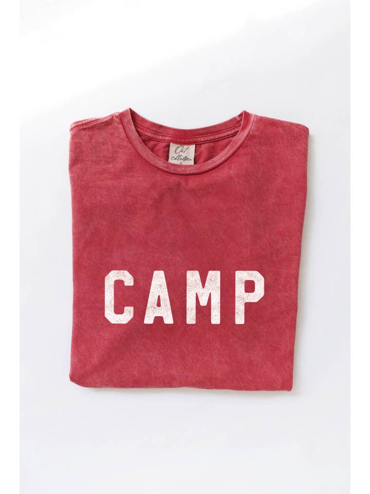 OAT COLLECTIVE - Wholesale Screen Printed T-Shirt - Women's - CAMP Mineral Washed Graphic Top