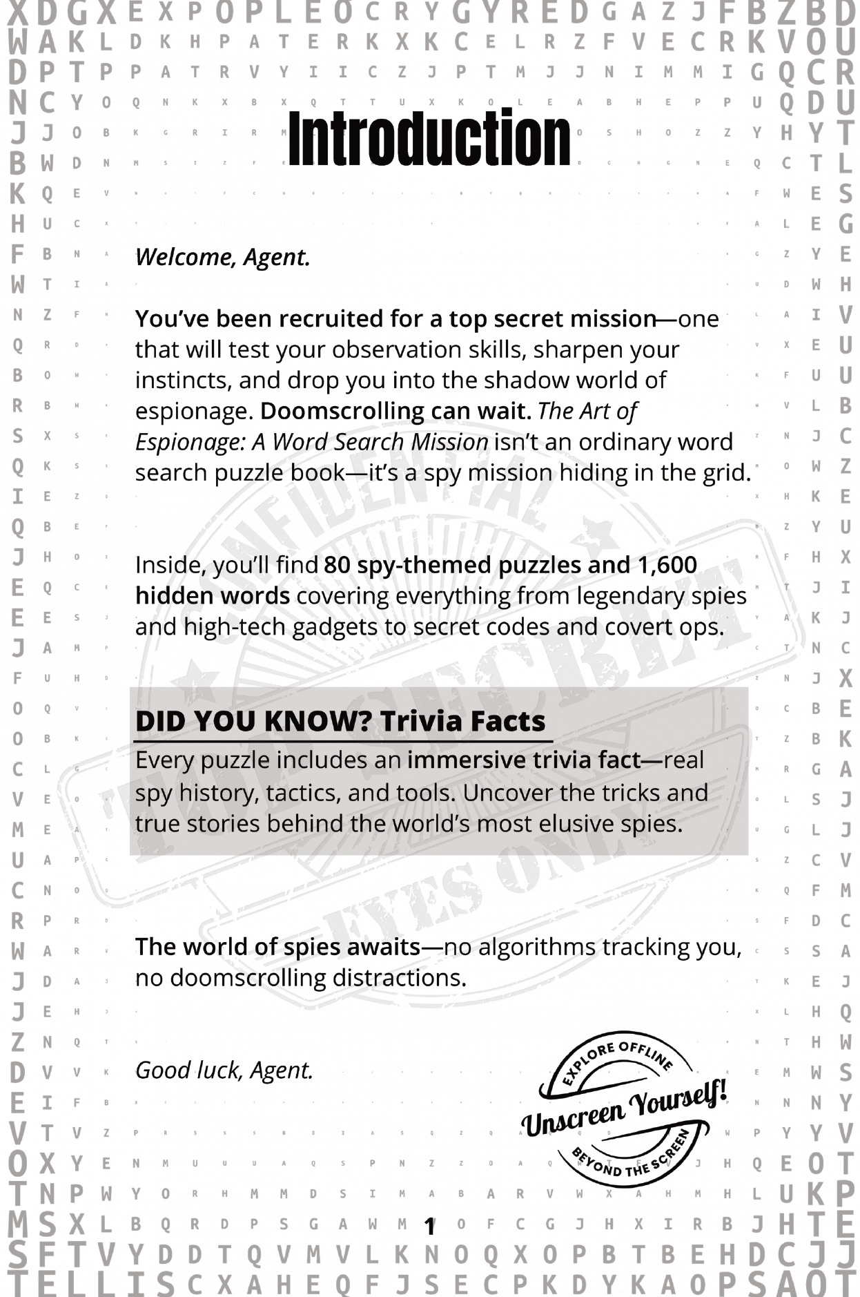 Unscreen Yourself! - Wholesale Puzzle - Adult - The Art of Espionage – Spy-Themed Word Search with Trivia7