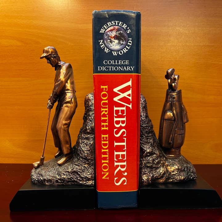 Bronze Finish Golfer Bookends, 8.50"W x 8.50"H for wholesale by KSR Designs