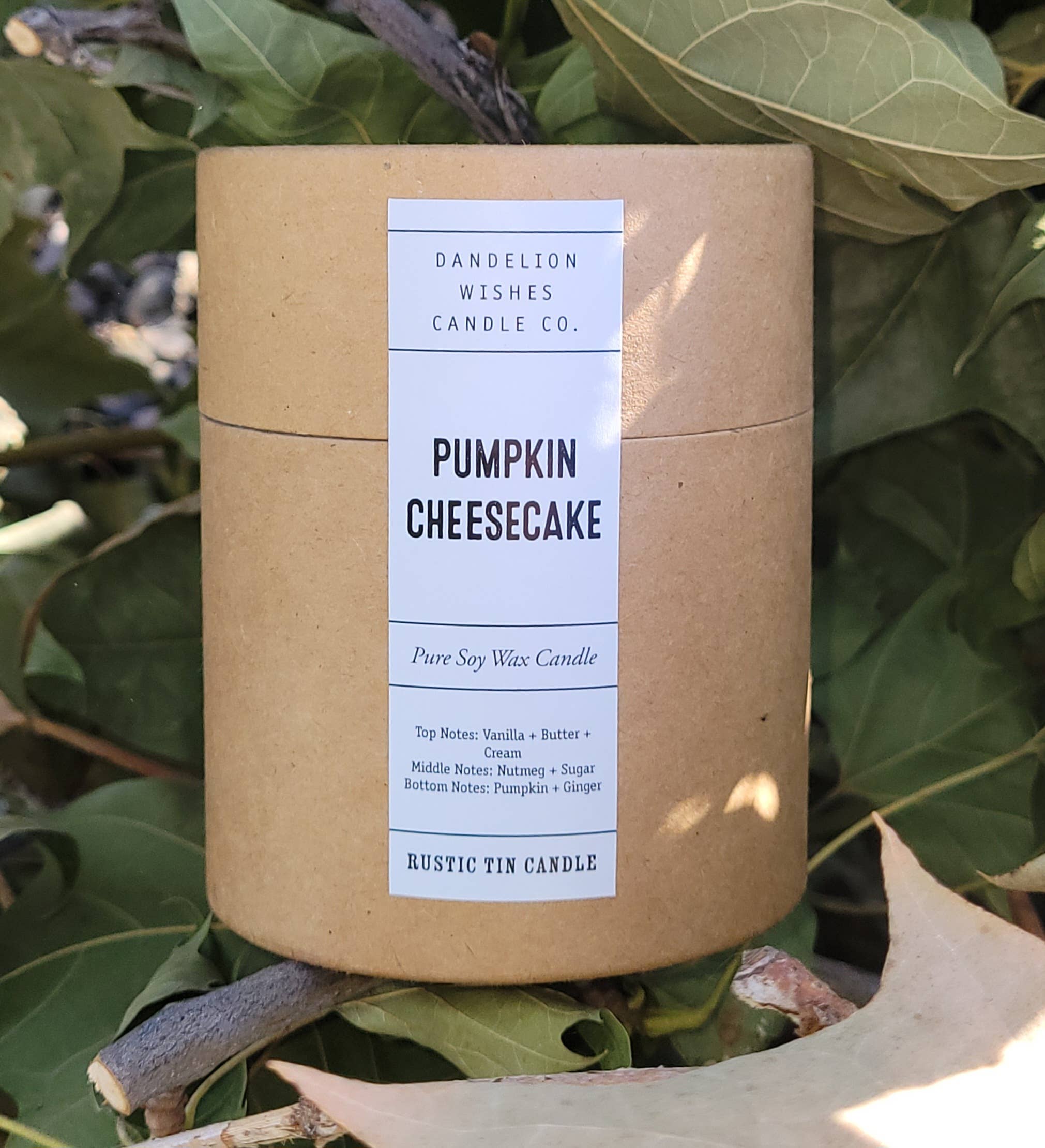 Dandelion Wishes Candle Co. – Vela em jarro/copo por atacado – Vela rústica em lata galvanizada dentro de tubo e tampa de papel kraft1