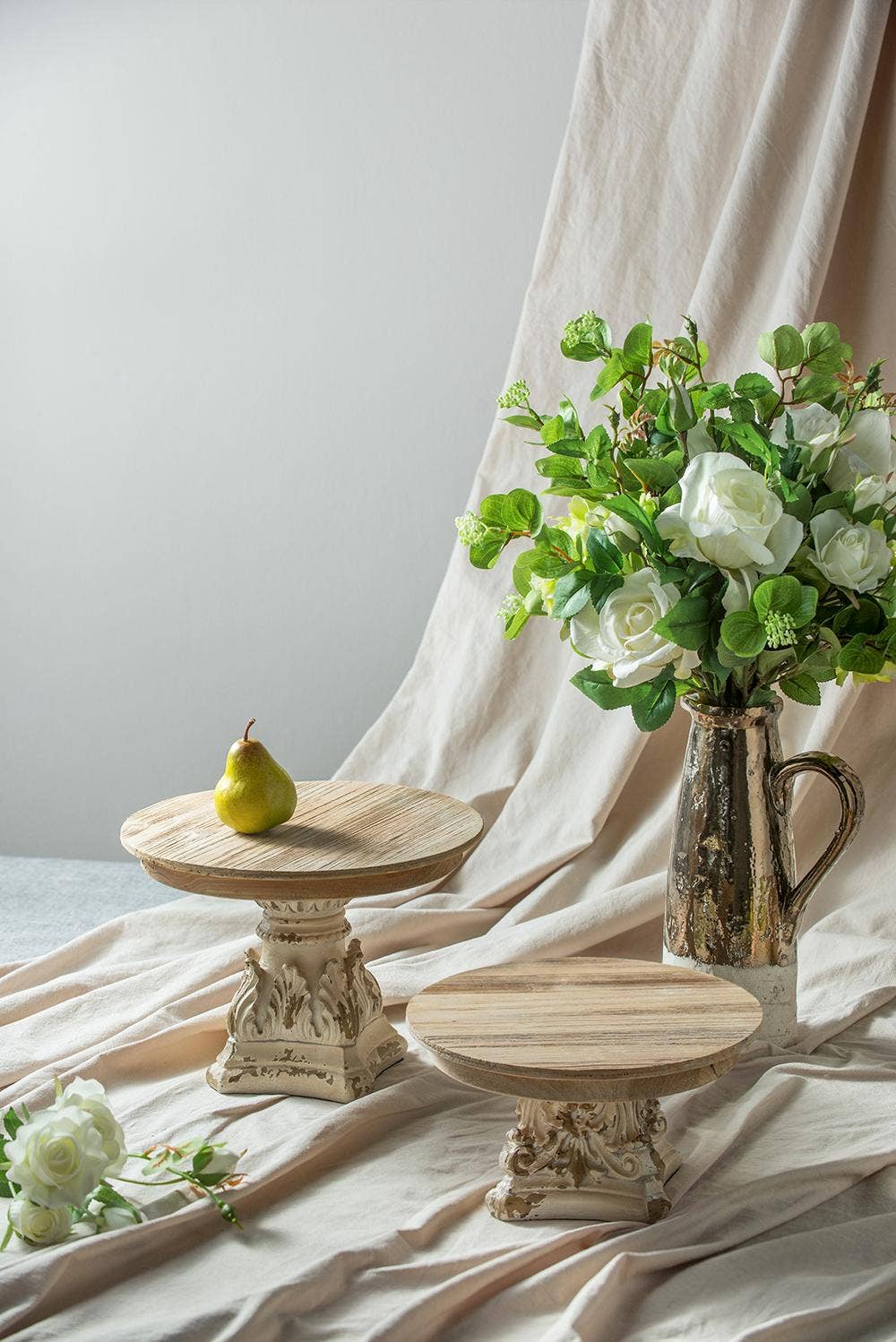 A&B Home Group Inc. - Wholesale Taartplateau - D10,5x7,5" Crème & Bruin Houten Tafelblad Bord10