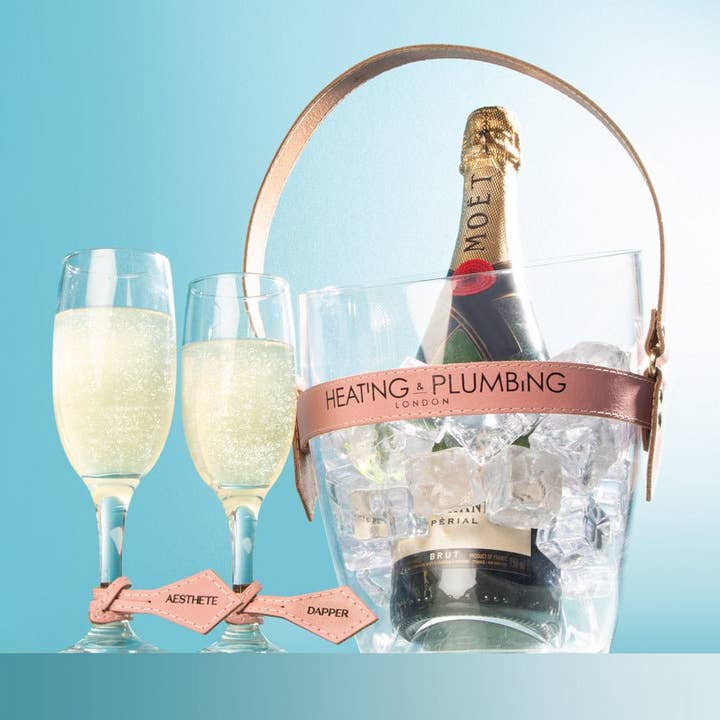 "Happy Go Sparkly" Champagne Bucket - Old Pink for wholesale by Heating & Plumbing London