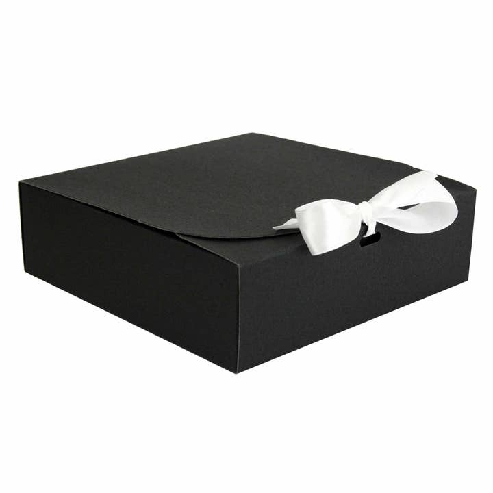 24 x 24 x 5 cm Pack of 12 Black Box with White Ribbon for wholesale by Emartbuy