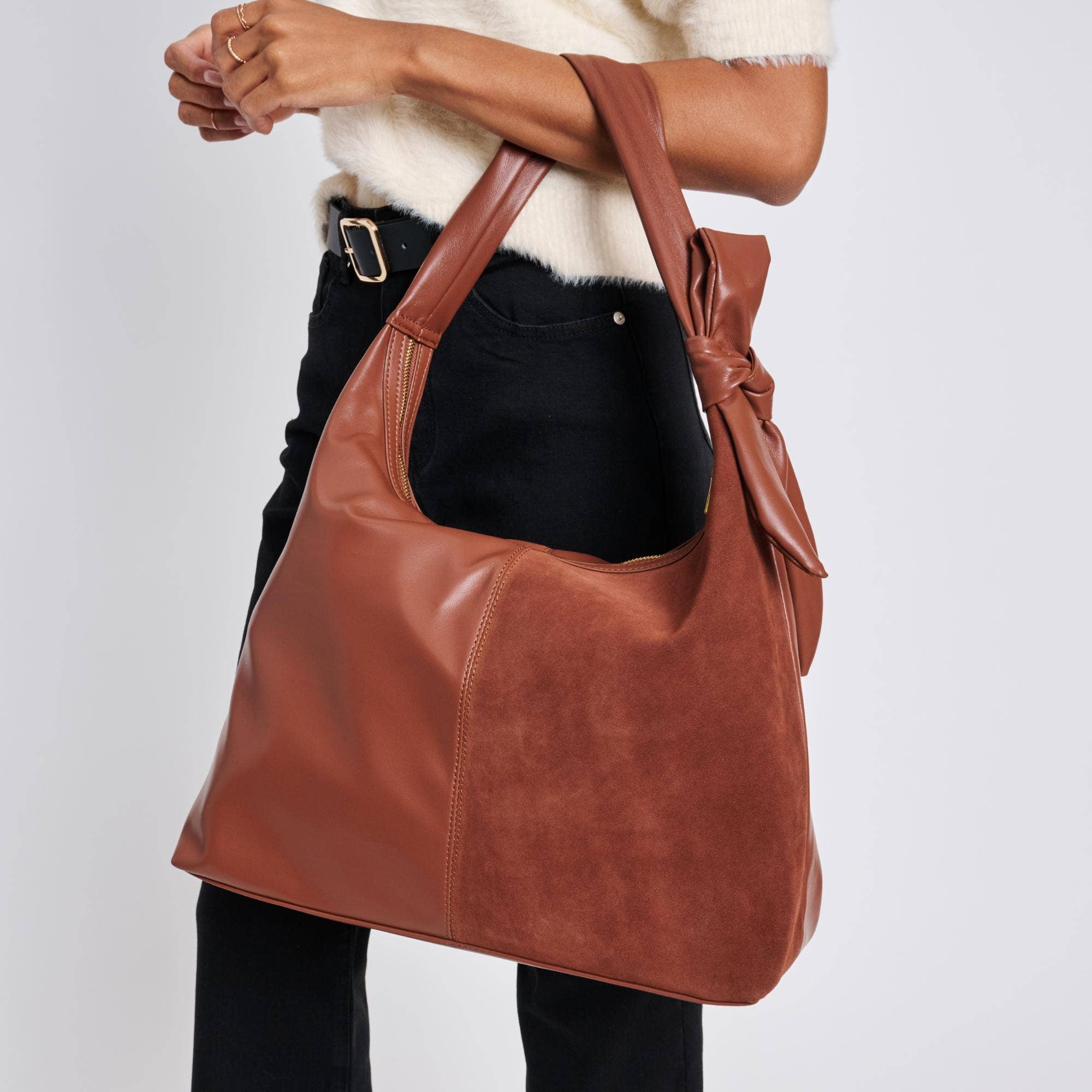 Moda Luxe - Wholesale Shoulder Bag - Women's - Hazel - Genuine Suede Knot Hobo11