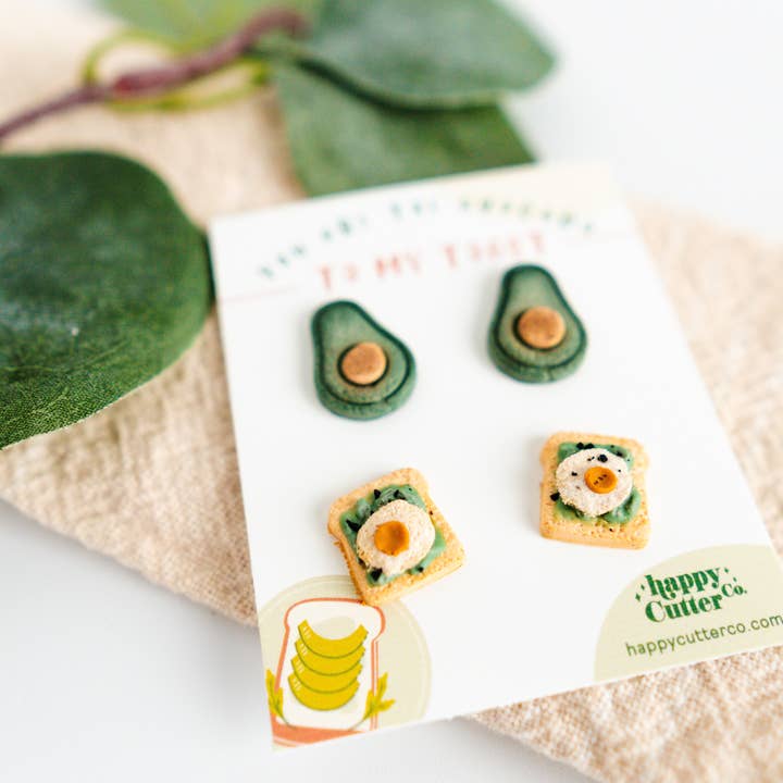 Happy Cutter Co - Wholesale Stud/Post Earrings - Avocado Toast Stud Earring Pack | Foodie Lover Gift4