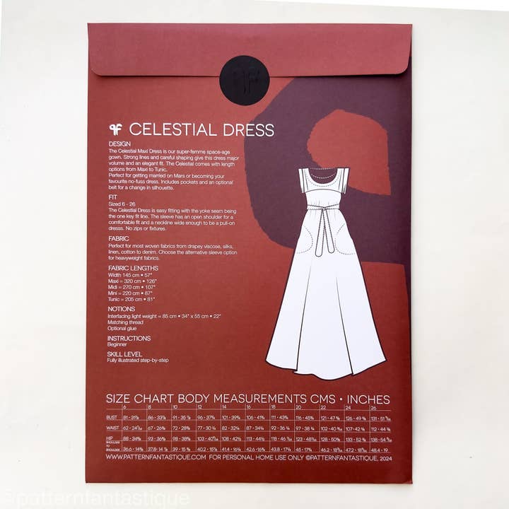 Pattern Fantastique - Wholesale Craft sewing kit - Celestial Maxi Dress Printed Sewing Pattern. 1