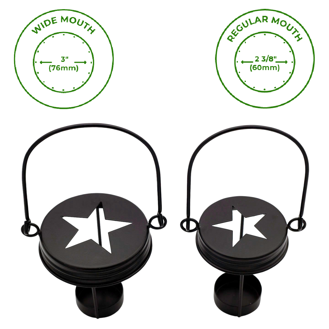 Mason Jar Lifestyle - Wholesale Candle Holder - Black Star Cutout Tea Light Candle Holder Lids With Handles4