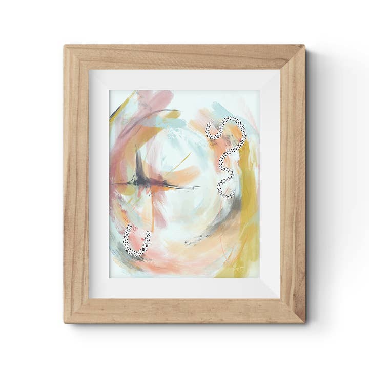 Faith Hope & Love | Pri abstrait bleu sarcelle vert citron bleu clair pour la vente par Standish Design Studio