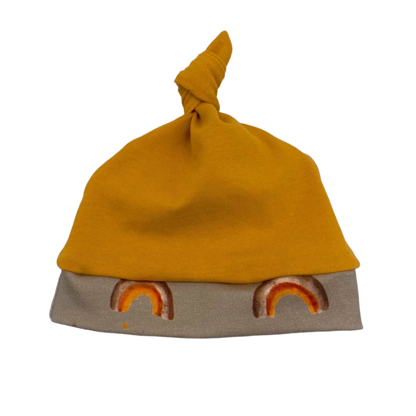 Nina's Flying Needle - Wholesale Kids Hat - Kids - Knot Hat in Newborn: Yellow with Rainbows5