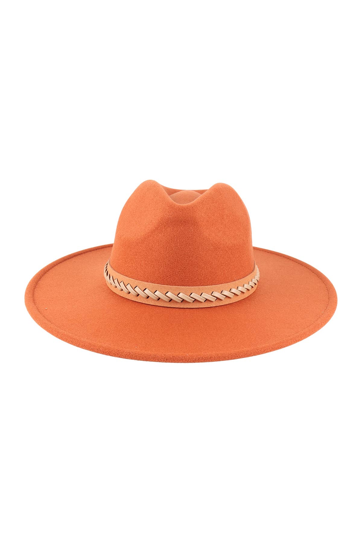 Pink Irene Wholesale - Wholesale Fedora - Women's - FELT FASHION BRIM HAT WITH LEATHER BRAIDED TRIM2