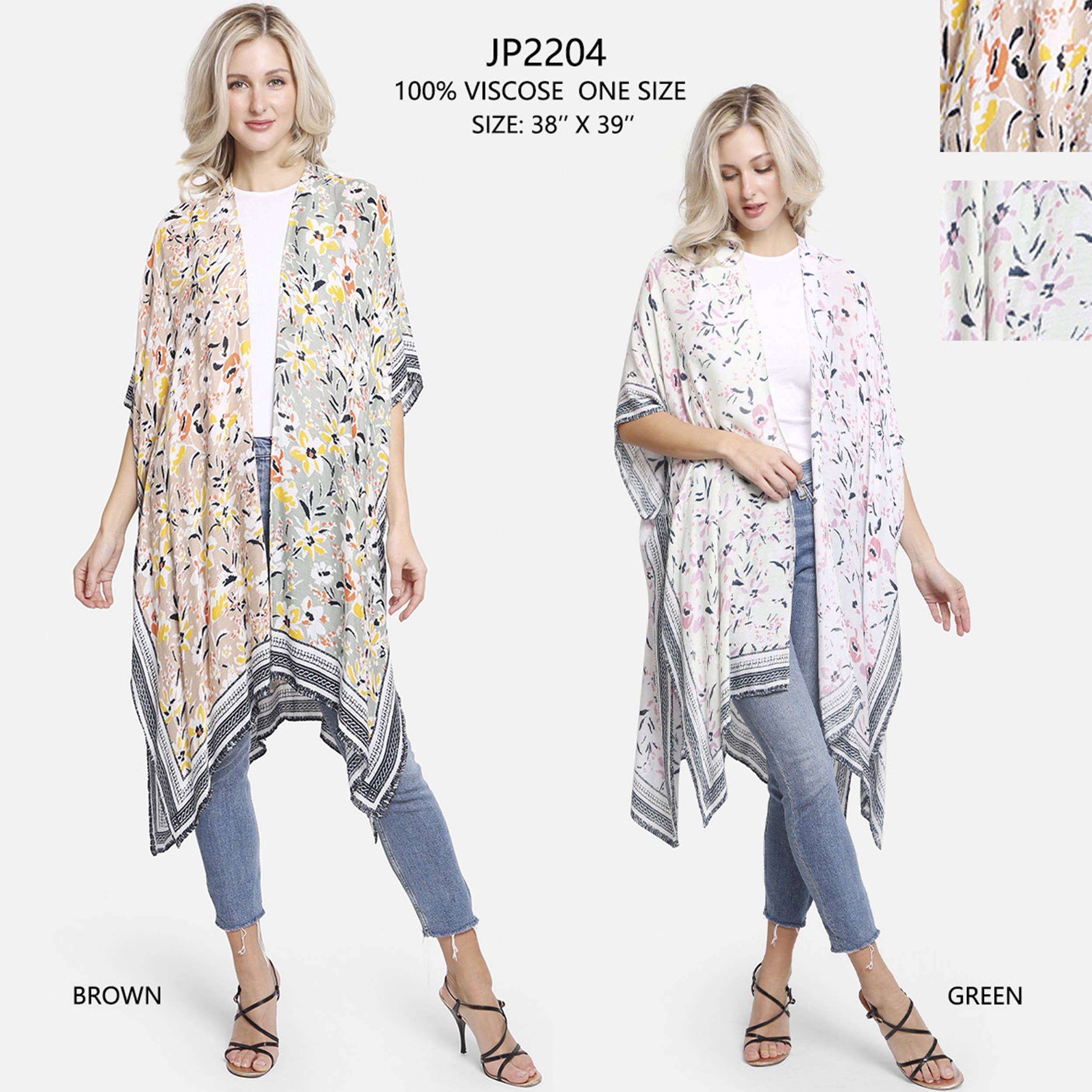 Hana - Vente Kimono – femme - Kimono d'été à imprimé floral multicolore2