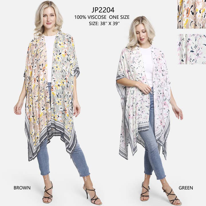 Hana - Vente Kimono – femme - Kimono d'été à imprimé floral multicolore2