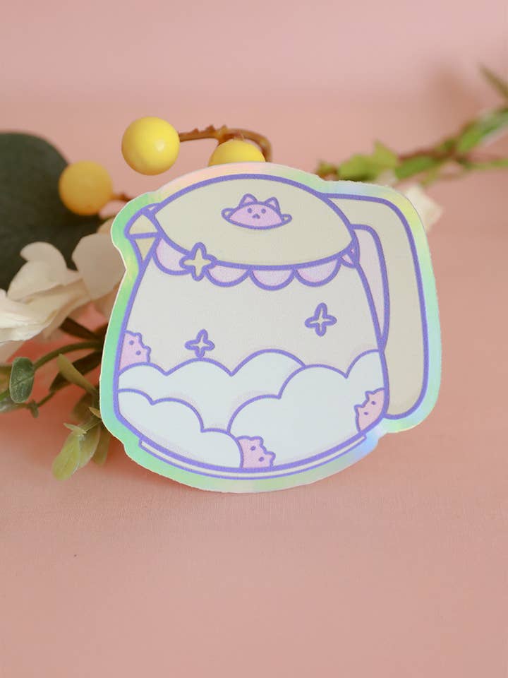 Magischer Kaffeekanne und Katzenliebhaber Aufkleber für den Großhandel von Cozi Mochi