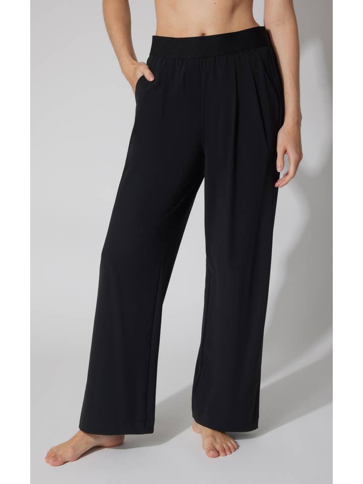 90 Degree by Reflex & Yogalicious - Wholesale Pants - Women's - Women's Wide Leg Pants with Exposed Waistband