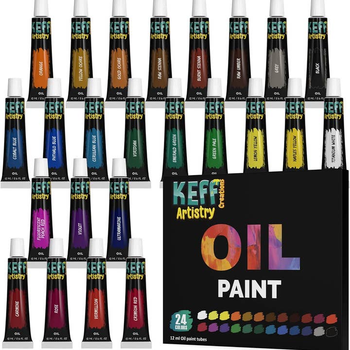 Keff Creations – Engroshandel Malesæt – 24 oliemaling sæt til professionel kunstner og begyndere