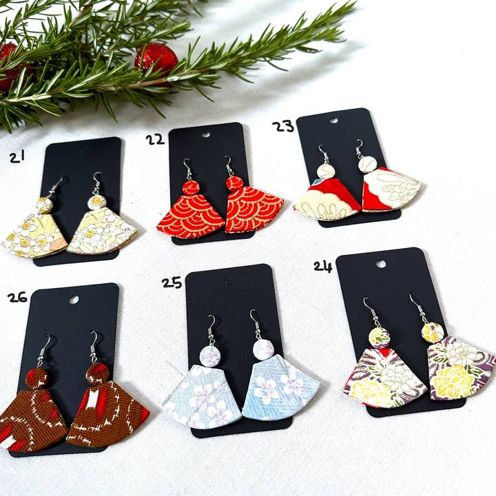 Sophie Silks - Wholesale Dangle earrings - Fan Shape Kimono Earrings5