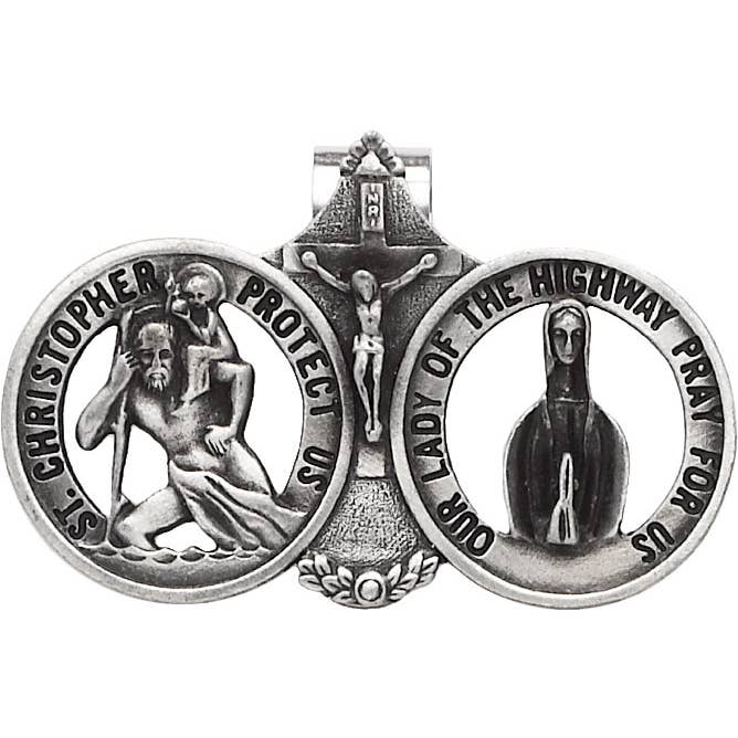 Abbey + CA Gift – wholesale Dekorativ berlock för bil – Unisex – St Christopher & O L av Highway Visor Clip3