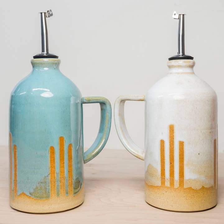 16oz Handmade Oil Bottle with spout for wholesale by Harper and Co.