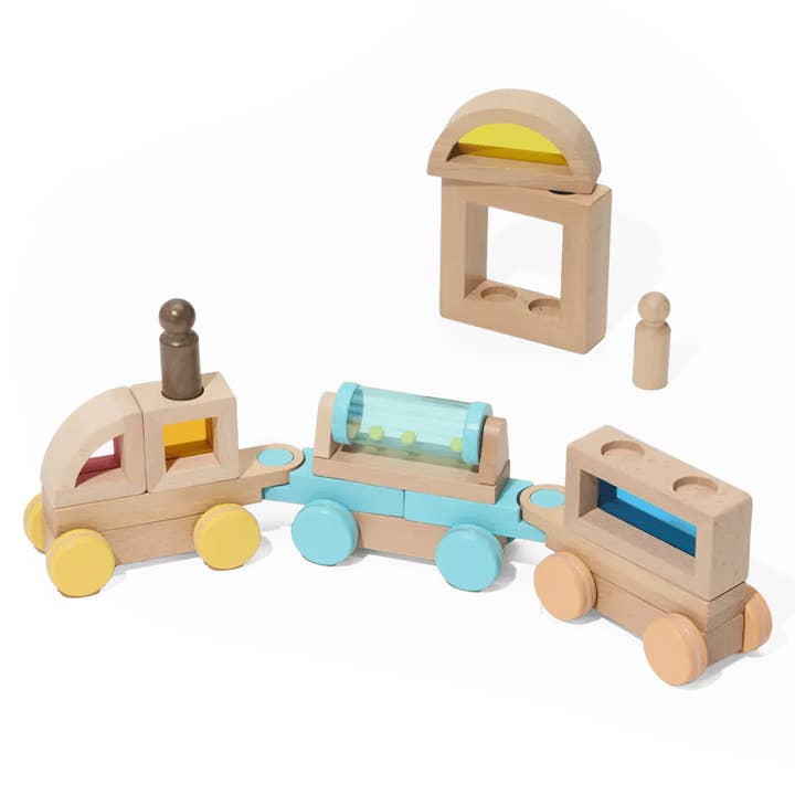 Rainbow Block Train Stem Toy for wholesale by KiwiCo, Inc.