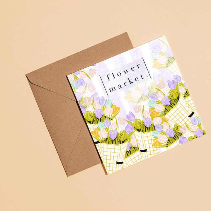 Flower Market Greetings Card for wholesale by Fi Moszoro Design & Illustration