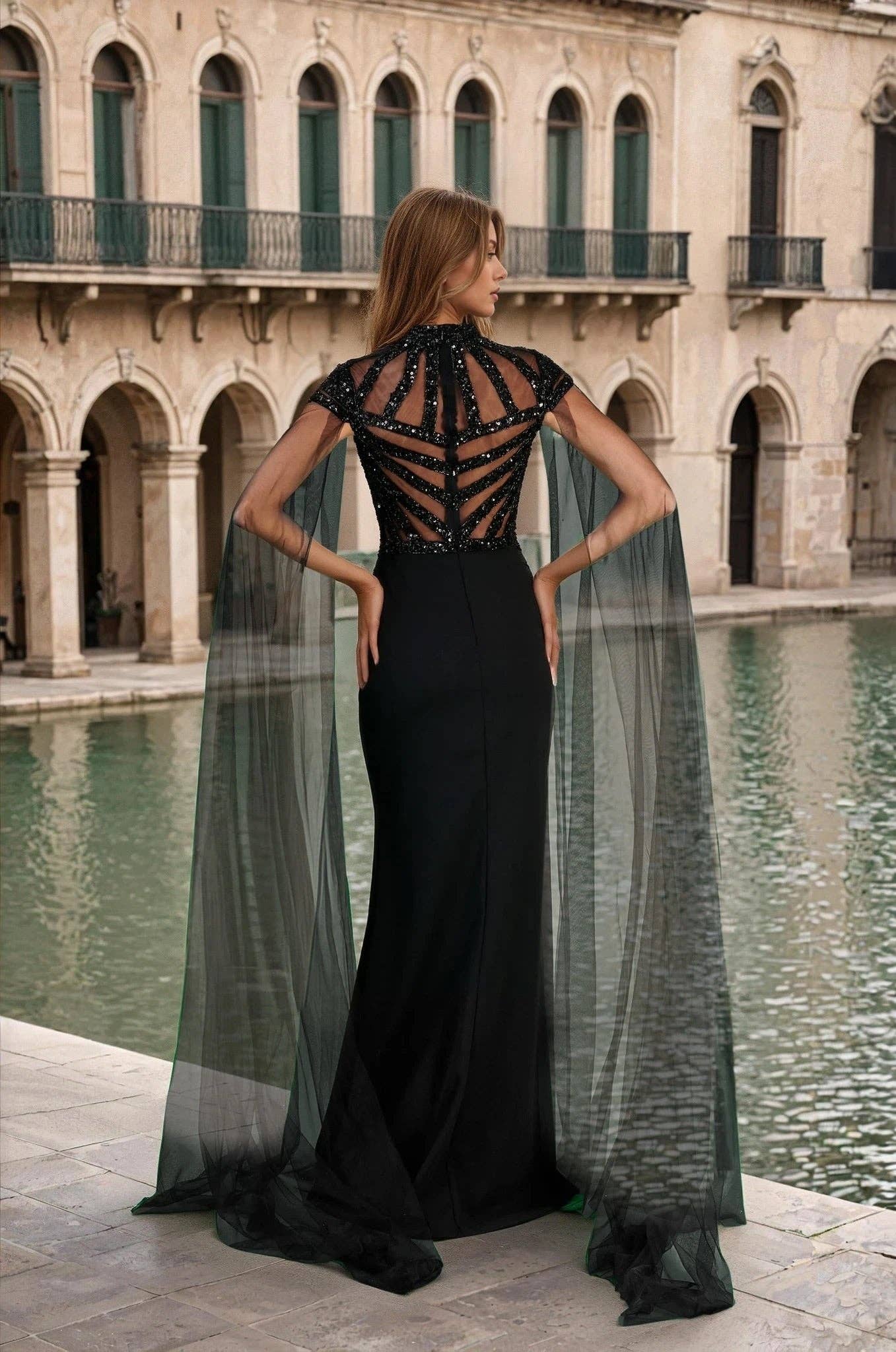 Luxury Couture Beaded Black Formal Dress for wholesale on Faire1