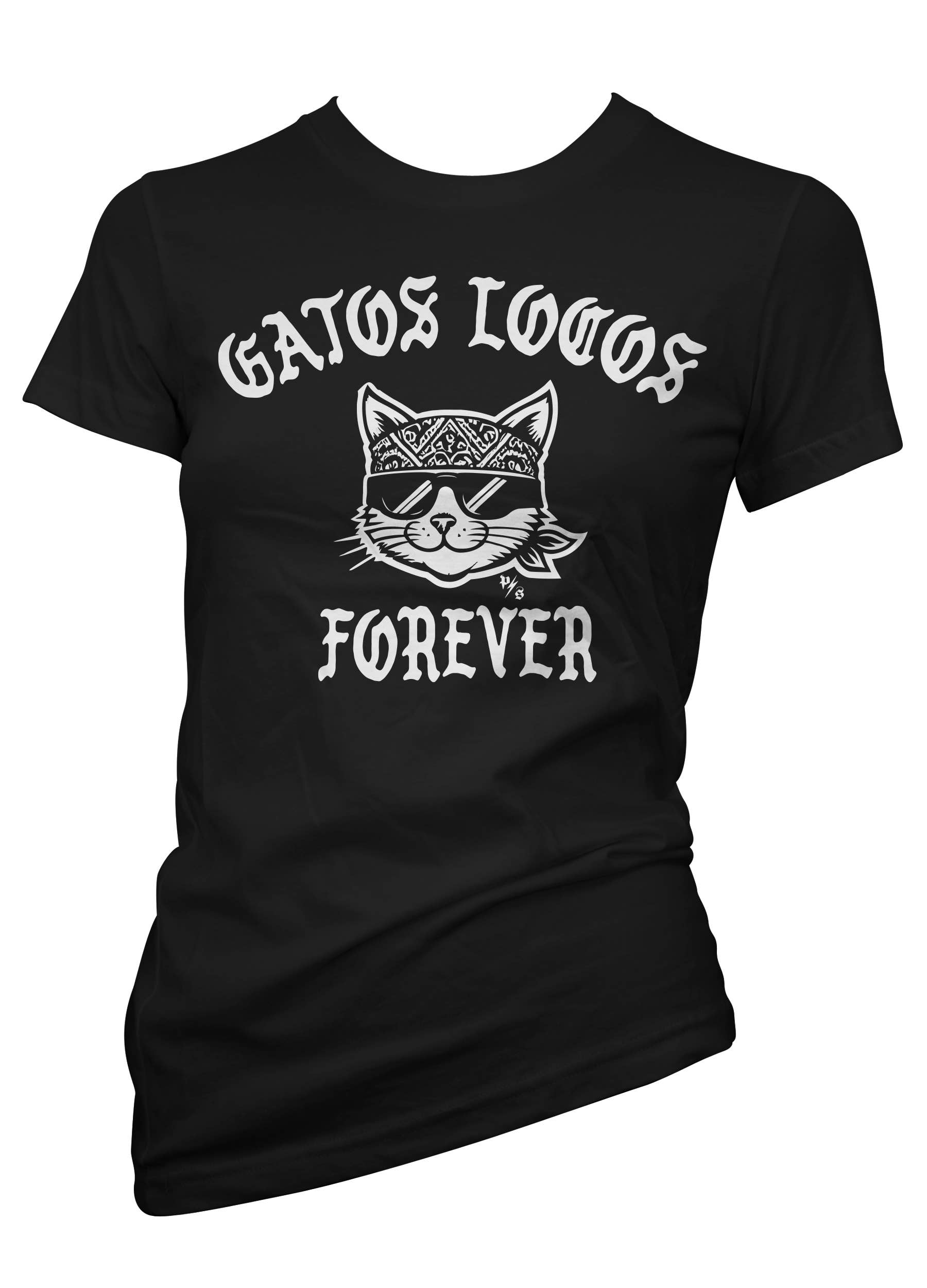 Black White GATOS LOCOS FOREVER Cat Lovers Graphic Print Tee  for wholesale on Faire0