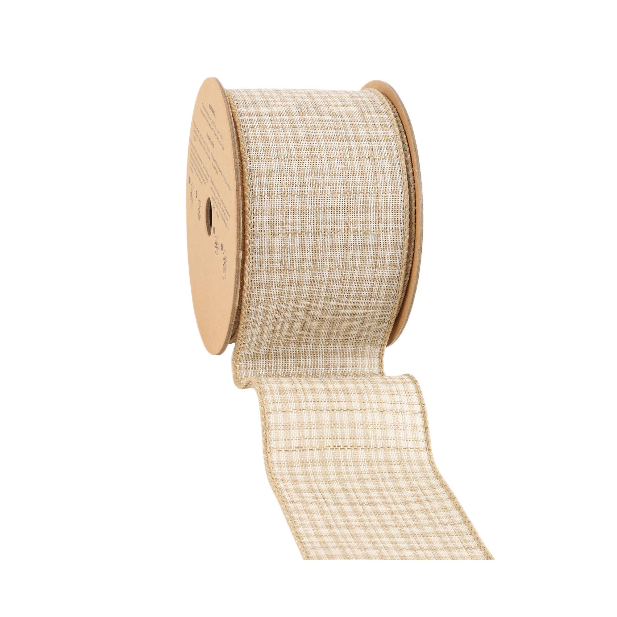 LA Ribbons Wholesale - Wholesale Ribbon - Gift Wrapping - 2 1/2" Wired Ribbon | Light Brown Plaid | 10 Yard Roll2