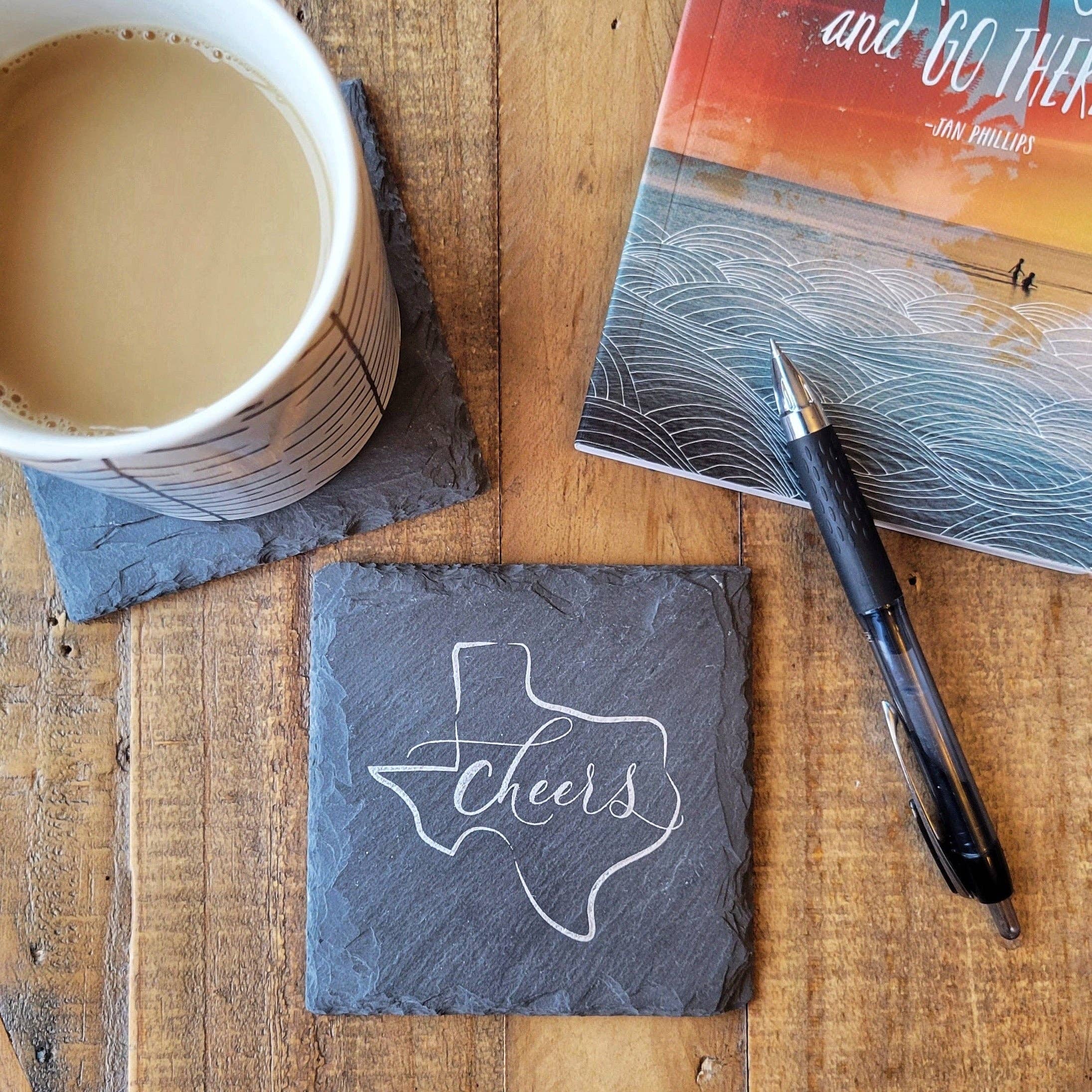 Cheers Ink - Wholesale Coasters - Texas Cheers Slate Coaster1