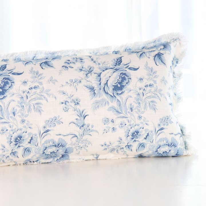 Tajik Home LLC - Wholesale Throw Pillow Cover - Charlotte Blue Vintage French Floral Toile Pillow Cover