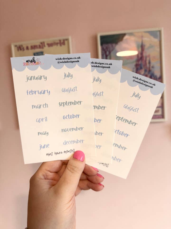 Mint Haze Months Vinyl Sticker Sheet for wholesale by Wish Designs