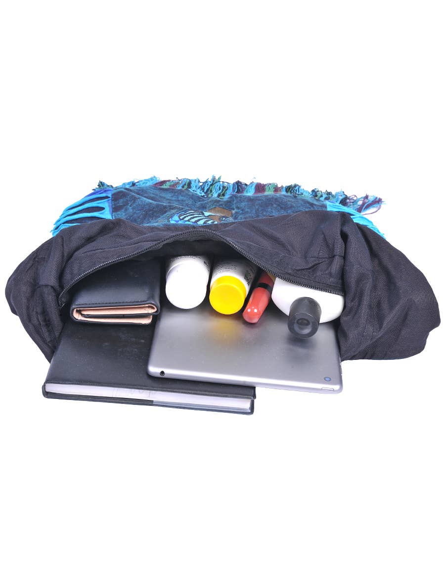 The Collection Royal / Royal Handicrafts - Vendita all'ingrosso Borsa a tracolla - Donna - Borsa Hobo a tracolla Hippie Boho ricamata a forma di fungo in cotone9