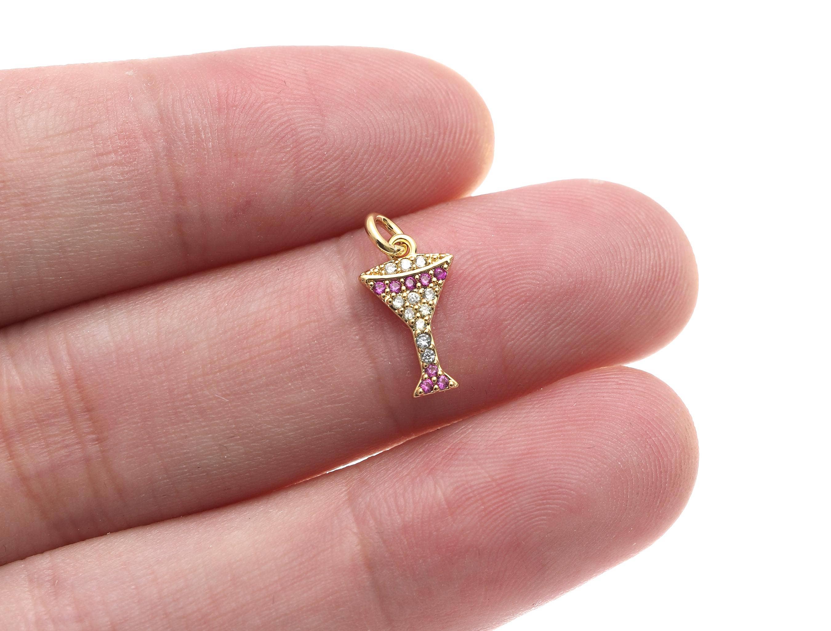 Jewel Pledge - Wholesale Individual Charm/Pendant - 18k Gold Party Drink Cocktail Glass Charm Set CPG15431