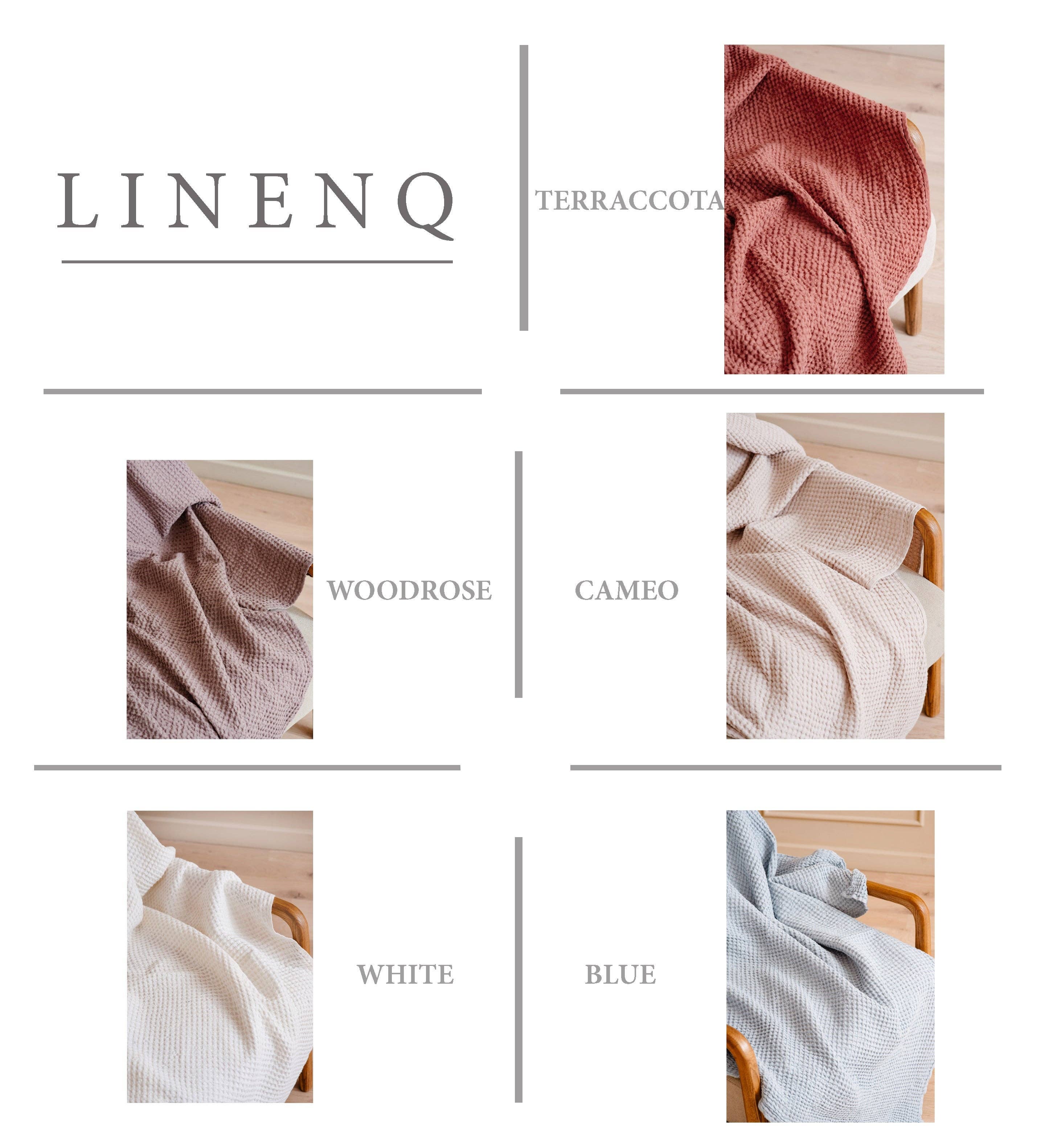 LinenQ – wholesale Throw blanket – White waffle linen throw3