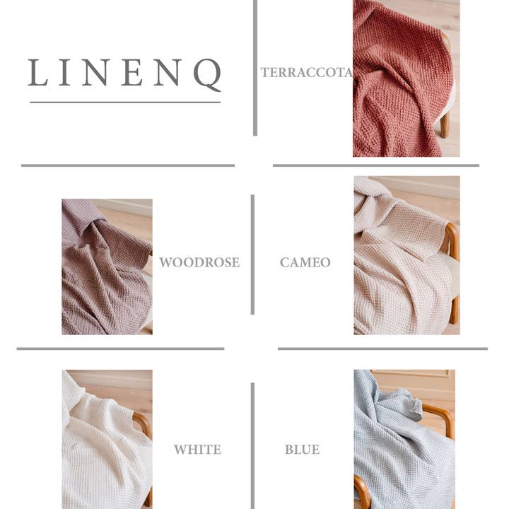 LinenQ – wholesale Throw blanket – White waffle linen throw3