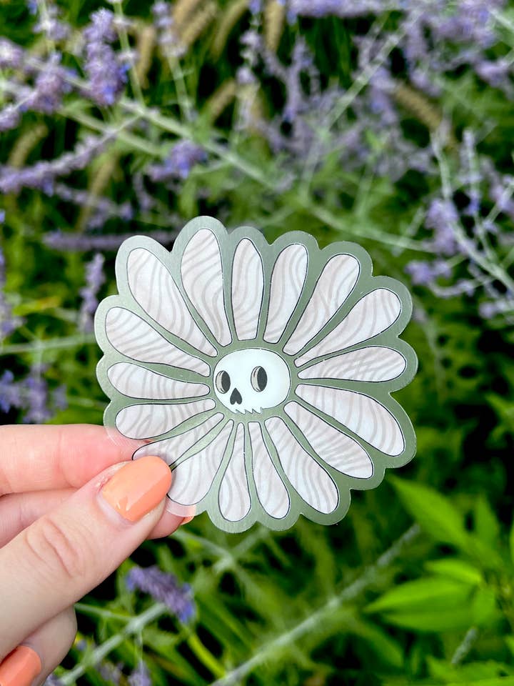 Klare Aufkleber mit Totenkopf-Blume, 3 x 2,97 Zoll für den Großhandel von taelormade