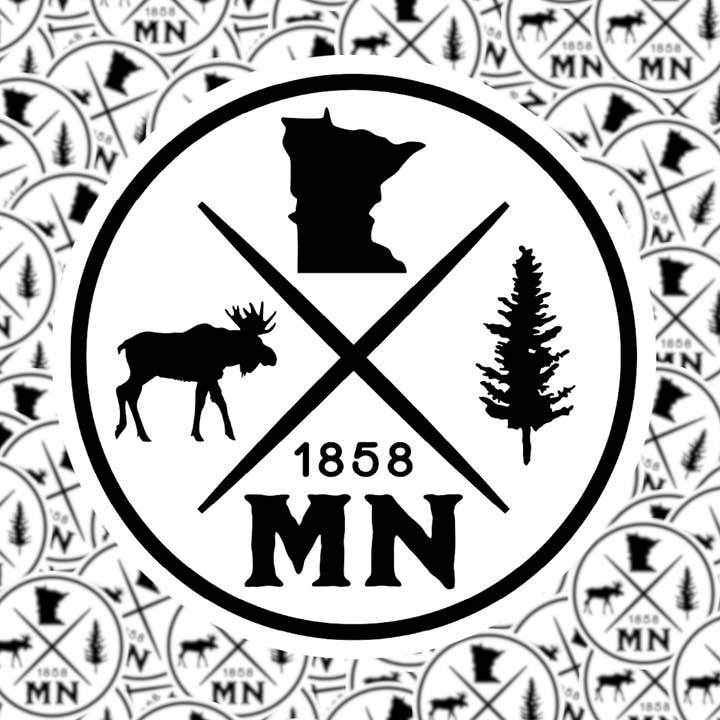 Minnesota Circle Moose Sticker for wholesale by Fuzzy Loon Designs