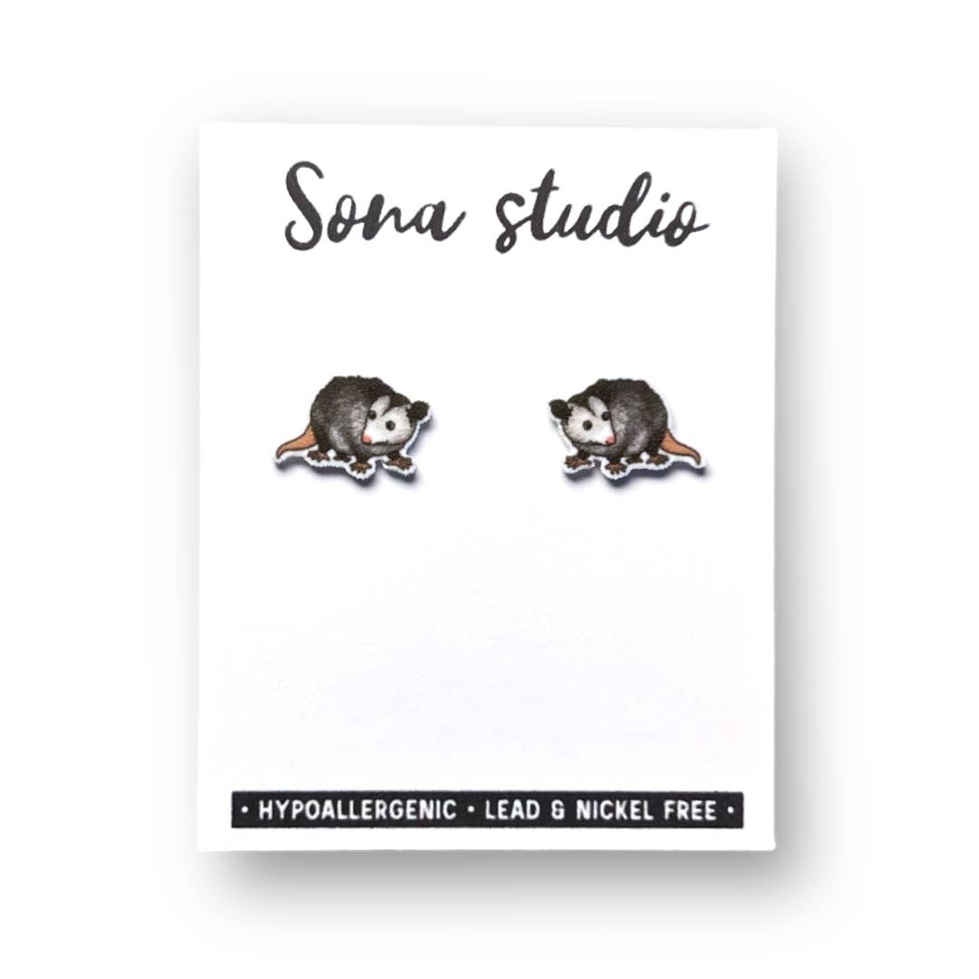 Sona Studio - Vente Clous d'oreille - Boucles d'oreilles mignonnes opossum0