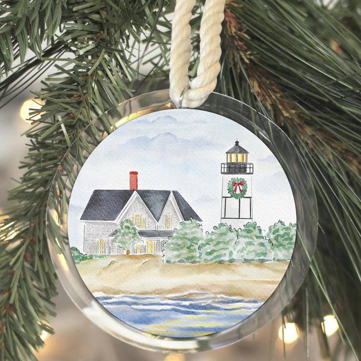 Sandy Neck Lighthouse Cape Cod Christmas Ornament for wholesale by WonderfullyWrittenCo