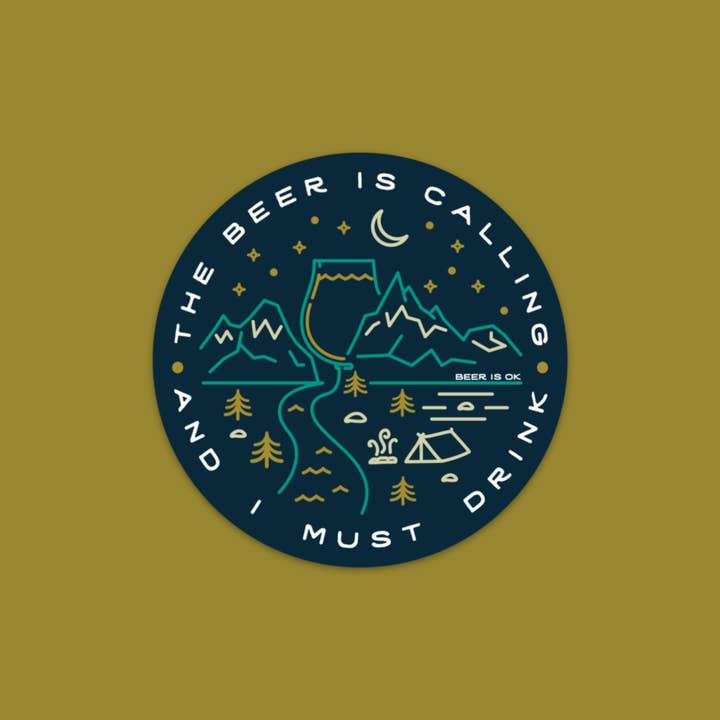 Beer is Calling and I Must Drink Sticker for wholesale by Drink in Nature
